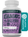Freshfield Ashwagandha con pepe nero. Integratore amichevole vegano per il supporto della stanchezza surrenale, memoria del muscolo, tiroide e forza. Tutti Natural 1300mg capsule