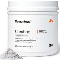 Momentous Creatine Monohydrate Powder - Polvere di creatina - Supporta resistenza, muscolare magra, & Recupero per uomini e donne - NSF Certificata per lo sport - 5 g per porzione - 90 Serve