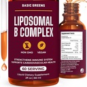 Liposomal B Vitamins Complex Liquido – Alto assorbimento per l'energia, la salute del cervello e della pelle, capelli e chiodi, Advanced Liposomal Delivery, Vegan, Non OGM, 2 Fl Oz
