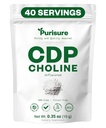 Polvere Cholina CDP, 10g, CDP Supplementi Choline che supportano l'attenzione, la messa a fuoco e l'energia, la polvere della citicolina per la funzione cognitiva, aumenta la motivazione e la produttività, 40 Serve