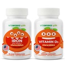 Bambini Iron 10mg + Vitamina C Chewables + Vitamina D3 1000 IU Chewables Bundle
