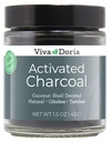Viva Doria Vergine attivata polvere di carbone, guscio di cocco Derived, Grado alimentare, vaso di vetro da 1,5 Oz
