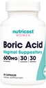 Acido Borico Nutricost 600mg, 30 capsule - Vaginal Suppository - Non-OGM - per le donne
