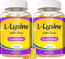 L Lysine Gummies 1000mg con Zinco - Supporta Pelle, Lip, Vegan, Gluten Free, 60 L-Lysine masticabile per adulti, Vitamine Salute e Sistema Immune, Aminoacido e Integratori Complessi, Non OGM(2Pack)