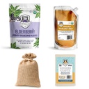 FERMENTAHOLICS USDA Organic Dried Elderberry Syrup Making Kit | Facilmente Fai il tuo Siruro di Samburo o Tea! | Tutti Natural | Elderberries + Syrup Spice Blend + Honey + Cheese Cloth | Per Syrup