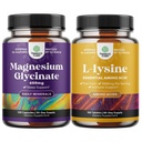 Bundle di Magnesio Glycinate capsule per le donne e gli uomini per l'umore e il relax e L-lysine Aminoacidi essenziali per la salute degli occhi Cura del labbro Bone Supporto Immune Sistema Supporta la crescita muscolare