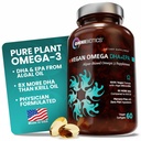 OmniBiotics Vegan Omega 3 DHA EPA Supplemento – MD-Certified Prenatal Supplement con 8X Più DHA che Krill olio, Fish-Free, Non-OGM – 60 capsule vegan