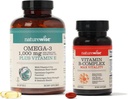 NatureWise 1000mg Omega 3 600mg EPA 400mg DHA con vitamina E 180ct & Vitamina B Complesso per energia cellulare 60 Softgels[2-Month]