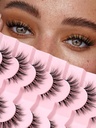 Ciglia Natural Cat Ciglia Ciglia Desiderate Ciglia 15mm Ciglia False Ciglia Squisite Ciglia 3D Volume Strip Ciglia Ciglia sottile in cotone Band Ciglia Soft Fake Ciglia False Confezione 7 Coppie Siligli