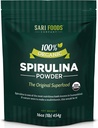 Polvere di Spirulina Organica (16 oncia): Naturalmente Vegan, Forniture Folate, Vitamina B12, Ferro, acidi grassi Omega, GLA, Beta Carotene, Clorofilla, Aminoacidi