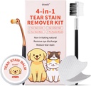Kit di rimozione della lacrima per cani e gatti con latta Pettine, lacrima balsamo, cappotti di cotone per gli occhi, spazzole antipolvere delicatamente rimuovere Tear Stain, Debitore per gli occhi, Scarico, Segrezioni di muco