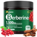 Organic Berberine Supplement - 180 Contare Berberina con Ceylon Cinnamon & Citrus Bergamot, Integratori di cannella,Berberina 1500mg Complex, 3-Month Fornitura