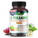L-teanina Supplemento - 6 IN 1 Complesso Arricchito con Magnesio, Ashwagandha, Zafferano, Camomilla - Supporto Rilassamento, Calma & Sleep Quality | 150 Capsule