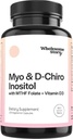 M-y-o in-os-itol & D-Chiro Inositol capsule con MTHF, Folate, Vitamina D| Supporto per funzione ovarica, bilancia ormone e livelli di omocisteina | Integratori di fertilità per le donne | 40:1 Ratio