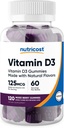 Nutricost Vitamina D3 Gummies 5000 IU (125mcg), 120 Gummies - Aroma di bacche miste, 60 Serve