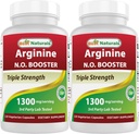 Best Naturals L-Arginina NO Booster Triple Strength 1300 mg Serve 120 capsule di veg (120 conteggio (pacchetto di 2))