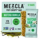 Mezcla Puff Crispy Protein Bars, Gluten Free & Vegan Protein Bars, 10g Protein, Alt for Crispy Rice Treat, Granola Bars & Breakfast Bars, Snack sani per adulti, Matcha Vanilla, 12 Pack