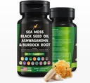 IGNIX Integratore alimentare con Sea Moss, Black Seed Oil, Ashwagandha e Burdock Root-Irish Sea Moss 3000mg, Black Seed 2000mg, Ashwagandha 1000mg, Bladderwrack 1000mg, Burdock Root 1000mg.