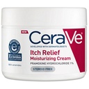 CeraVe Crema idratante per la pelle secca Rilievo, 12 oncia, Fragranza Crema Gratuita con Pramoxina per Itch Relief