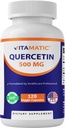 Vitamatic Quercetin 500 mg, 120 capsule vegetariane (non OGM, senza glutine, vegan) - Supporta la salute cardiovascolare
