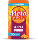 Metamucil 4 in 1 polvere giornaliera di supplemento di fibra, polvere di fibra per la salute e la regolarità digestiva*, senza zucchero, arancione, fibra di psyllium naturale, 30 cucchiaini