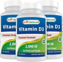 Vitamina D3 2000 IU (50 mcg) - 100 compresse - 100 giorni di alimentazione - aiuta a sostenere la salute immunitaria, le ossa forti e i denti, & Funzione del muscolo (100 conteggio (pacchetto di 3))