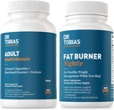 Dr. Tobias Fat Burner Nightly & Adult Multivitamin Supporta l'energia, l'immunità e il metabolismo con Ashwagandha. 42 Frutta & Verdura con Probiotici, Estratto di chicco di caffè verde, Non OGM, Alimentazione di 30 giorni