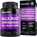 6-in-1 Organic Maca Root Ashwagandha Capsule 1710mg con DHEA e Black Pepper Fruit Extract per le donne e gli uomini - Nero Maca Supplemento per Stamina, Bone e Mood Support Supplemento, 120 conteggio