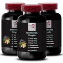 Berry Benefits - RESVERATROL COMLEX - Antiossidanti giornalieri, Acai Berry Strength, Elderberry Boost, Grape Skin Boost, Pomegranate Energy, Goji Berry Power, Hydration Factor 3 Bottiglie 180 Capsule