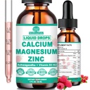 Calcio Magnesio Zinco D3 con Magnesio Calma Glycinate Plus Ashwagandha, L-teanina, Calcio Liquido con Vitamina D3 e Magnesio Supplemento per Immune, Bone, Muscolo, Mood & Sleep Support