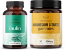 HERBAMAMA Kit Inulina e Magnesio - Bundle di 1200 mg Inulina Fibra Capsule & 400 mg Magnesio Citrato Gummies - Vegan, Non OGM, Gelatinl-Free - 2 Confezione