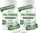 25-in-1 Polyphenols Supplement, 2000MG Antiossidanti potenti & Polyphenol per la difesa dell'età, Superfood polifenolo, Quercetina, Resveratrolo, Basato vegetale & energia, Supporto immunitario, 120 capsule