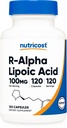 Nutricost R-Alpha acido lipoico 100mg, 120 capsule - capsule vegetali, non OGM, senza glutine