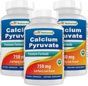 Calcium Pyruvate 750 mg 120 capsule di Best Naturals (Pack of 3)