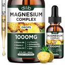 Supplemento Triple Magnesium Complex, Magnesio Glycinate, Blend, Citrate Liquid Drops 1000mg con Ashwagandha, CoQ10, Vitamina B6, C, D, Zinco - Vegan ananas Flavor
