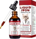 Integratori di ferro per gatti, ferro liquido 60ML con follia e B12 supporta l'anemia, bassi livelli di ernia e letargia, promuove la formazione delle cellule di sangue rosse e la salute del sangue