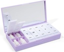 PORT X POLISH Designer Weekly Pill Box Organizer (AM/PM 2X Daily, Lilac) | Compact, Elegante 7-Day Vitamin Supplement Case | Carino Portable Mini Travel Medicine Carrier | BPA-Free Pillbox Caddy