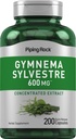 Piping Rock Gymnema Sylvestre Integra 600 mg | 200 capsule | Estratto di erbe concentrato | Non OGM e Gluten Free