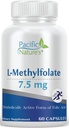 L-metilfolato 7,5 mg (60 capsule) naturale, forma attiva di follia per il supporto sanitario generale - senza glutine, non OGM