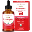 NutraChamps Vitamin B Complex per bambini, B1, B2, B3, B6, B7, B9 & Methyl B12, Bambini B Complex Liquid Drops Supplemento, Energia, Focus, Metabolismo, Berry naturale, 120 Serve, 4 Mese di alimentazione