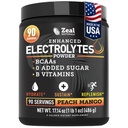 Zeal Naturals Electrolyte Powder Recovery Drink (90 Servings | Peach Mango) w 0 Sugar +BCAAs +B-Vitamins Electrolyte Supplement w Potassium Zinc & Magnesium per l'idratazione - Keto Electrolytes