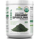 Zazzee USDA Polvere di Spirulina Organica, 2.2 Pounds (1 KG), 303 Serve, Kosher Certificata, 100% Pure, Non Irradiated, Contenitore di bocca larga Mess-Free, Sapore fresco e neutro, Non OGM, Made in USA