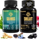 Gelooo Superfood Supplemento Bundle - 90 Conta capsule di mare del moss (Sea Moss, olio di semi neri) & 90 conteggio capsule di Shilajit puro (Shilajit, Ashwagandha) -1 Pack