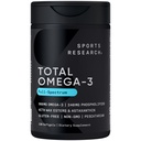Sport Research® Total Omega-3 Fish Oil 2200mg - Fatto da Antarctic Krill w/Astaxanthin, Wild Sockeye Salmon & Alaska Pollock - 960mg di EPA & DHA - 120 Softgels