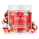 Vitamina D3 K2 Gummies w/Magnesium Sugar Free - 90 Count | D3 Vitamina 5000 IU + K2 (MK-7) 100 mcg - Vegan K2 D3 Integratore vitaminico, Supporti altamente assorbenti Bone, Muscolo, Mood & Immune(Lychee Flavor)