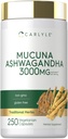 Carlyle Mucuna con Ashwagandha | 3000mg | 250 capsule | Mucuna Pruriens Supplemento | Vegetariano, Non OGM, Gluten Free