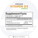 Vegan Vitamina D3 5000 IU Supplemento - Pure, ad alta potenza D3 Vitamina 5000 IU Integratori per la Salute Immune & Strong Bones Support - 120 capsule, Fornitura di 2 mesi di VIT D3