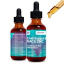 Supporto per fegato e NAC, Zinco - 2 fl oz Gocce liquide con cardo di latte, Radice di dadelion, Chicory, Turcory, Radice di barbabietola, Chanca Piedra - Liver Cleanse & Detox Supplemento