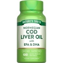 Nature's Truth Norwegian Cod Liver Oil | 100 Softgels | con EPA & DHA | Non-GMO & Gluten Supplemento gratuito