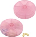 Portable Weekly Pill Organizer 7 Day Pills Container, Rotondo Pill Case Travel Friendly, Daily Week Pill Reminder Case, BPA-Free Vitamin, Supplemento, Fish Oil, Medication Planner (Pink)